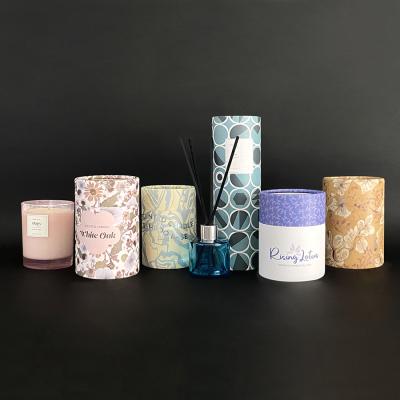 China Biodegradable Luxury Perfume Candle Cylinder Paper Tube Scented Reed Diffuser Packaging Box With Insert for sale