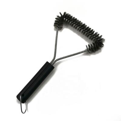 China Easily Cleaned BBQ Accessory 12 Inch 3 Sided BBQ Grilling Cleaning Brush for sale