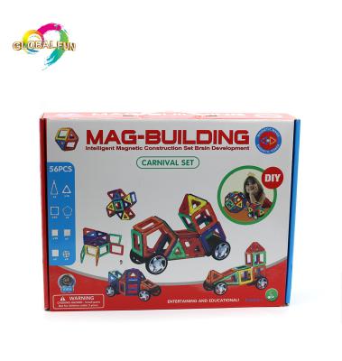 China Magnetic Building Toy 56 Pcs DIY Kids Plastic Building Tiles Educational Blocks Magnet Bricks Set For Kids for sale