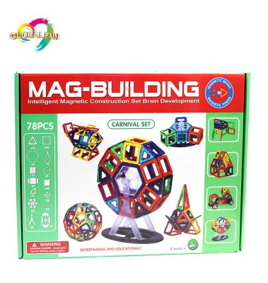 China Building Toy 78 Pcs DIY Magnetic Kids Plastic Building Tiles Educational Blocks Magnet Bricks Set For Kids for sale