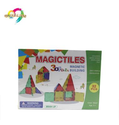 China 32 Pcs Colorful Magnetic Kids Construction Toy DIY Plastic Building Tiles Educational Blocks Magnet Bricks Set For Kids for sale