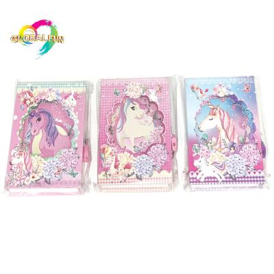 China Unicorn Painting 48 Hardcover Book Covers 64K Folded Tract Notebook with Lock 3 DIY Diary Planner Notebook Stationery Notebook Designs Mixed for sale