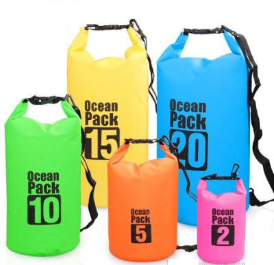 China camping & 2022 Waterproof Bag 5L 10L 20L PVC Compression Storage Dry Bag 5L 10L 20L Outdoor Diving Beach Towel Backpack Diving Swimming Kayaking for sale