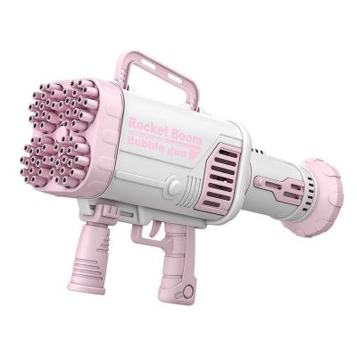 China 2022 Amazon 64 Hole Light Version Plastic Bubble Gun Bazooka Gatling Bubble Gun Hot Selling Filler Toy for sale