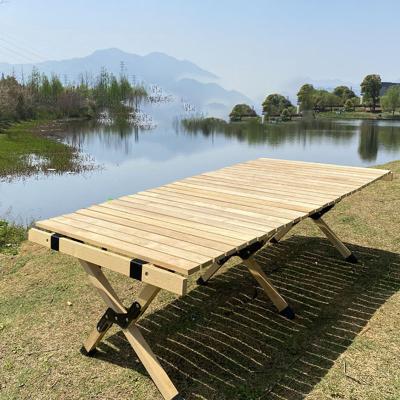 China Easy Carry Logo Customized Environmental Wooden Rolling Table Set Camping Bench Outdoor Picnic Table Picnic Table Egg Roll Tables Egg Roll Maker for sale