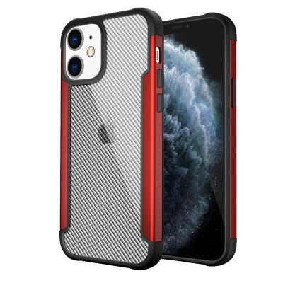 China Latest Hotsell Carbon Fiber Shockproof Hybrid Drop Proof Case For IP 12 With Clear Back for sale