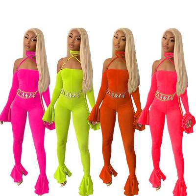 China 2021 New Arrival Colorful Anti-wrinkle long sleeves fall sexy jumpsuits fitness plus size bodycon women one piece jumpsuit for sale