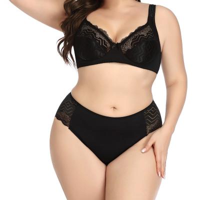 China QUICK DRY women plus size underwear set wholesale women's full cup bra large cup breasted nerd bust large size ladies underwear for sale