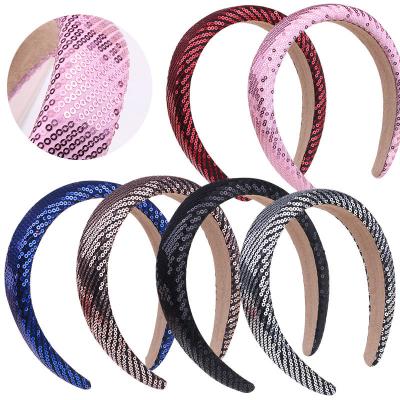 China Colorful Sparkle Gold Printing Fashion Lovers Glitter Headband Hair Band Accessories Ladies Shiny Headband for sale