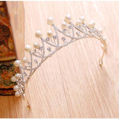 China Korean Wedding Bridal Hair Accessories Sweet Princess Rhinestone Pearl Headdress Chinese Style Crown Birthday Party Wedding Accessories for sale