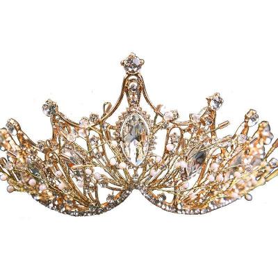 China Xifeng High End High Quality Bridal Headpiece Fashion Superb Gold Rhinestone Crown Gold Headband Wedding Hair Accessories for sale