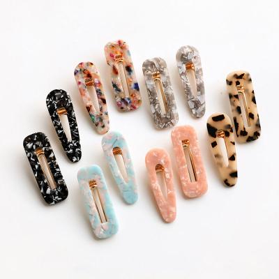 China Fashion Hair Clips Acetate Flat Acrylic Hairpin Marbled Temperament Platypus Clip Geometric Hair Clips Side Clip for sale