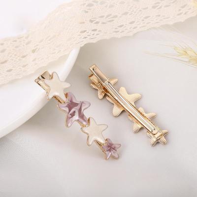 China Fashion New Fashion Korean Acetate Five-pointed Star Bobby Pin Alloy Bangs Hairpin Girl Cute Hair Accessories for sale