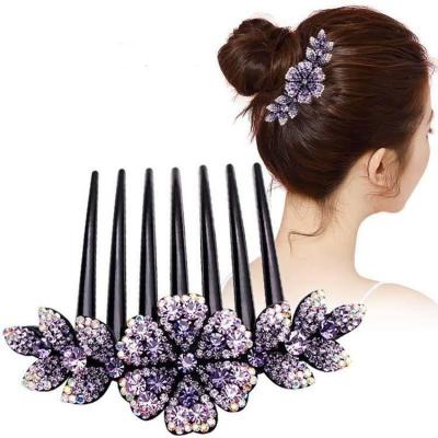 China Korean simple fashionable faux stone full purple comb hair accessories ladies temperament non-slip hairpin for sale