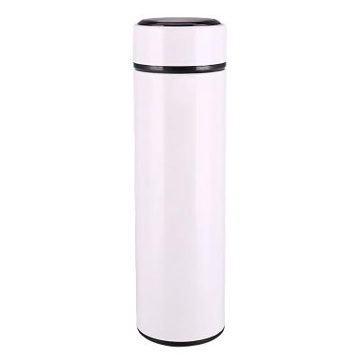 China Sustainable Logo 450ml Double Wall Stainless Steel Thermos Vacuum Flask Hot Custom Bottle With Strainer for sale