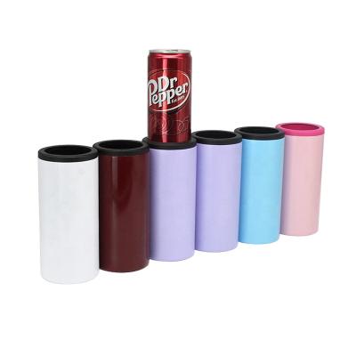 China New Amazon Sustainable Sublimation Box Cooler Stainless Steel Beer Can Thin Insulated Beer Can Cooler Can Cooler for sale