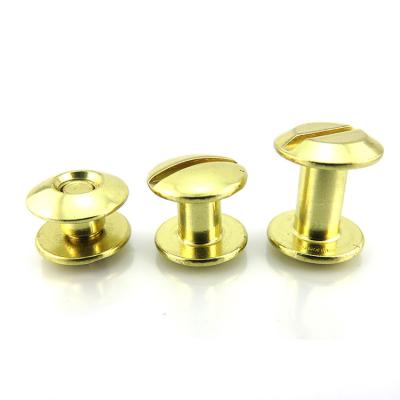 China Custom 4.5MM Brass Binding Screw Posts Belt Chicago Screw Rivets Silver Plated Finish for sale