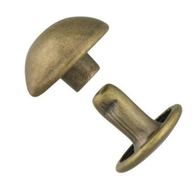 China DIN Standard Brass Metal Mushroom Head Rivet Stud Double Cap Garment Rivet For Leather for sale