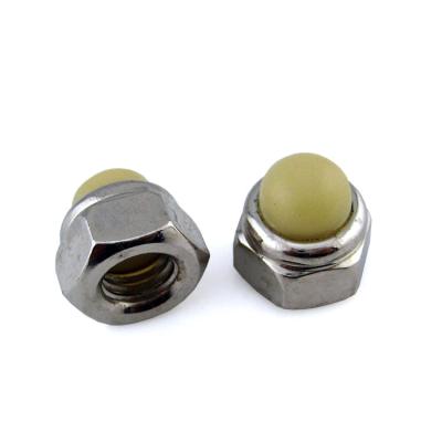 China Polished Finish Nylon Insert Hex Domed Cap Nuts With Nickel Plated Coating for sale