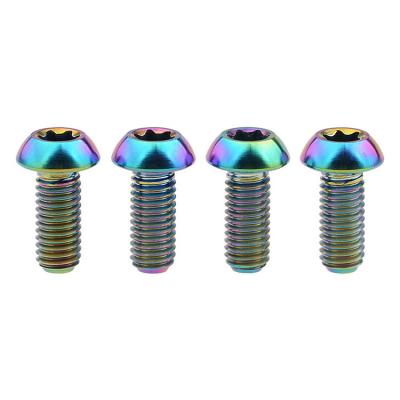 China Arco iris anodizado de aleación de titanio hexagonal hexágono cabeza de brida tornillo para bicicleta en venta