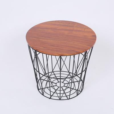 China Factory Supply Sustainable High Quality Metal Wire Mesh Storage Baskets Wire Cafe Side Table With Movable Top for sale