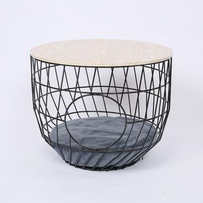 China (Other) Best Selling Adjustable Round Lid Metal Table Coffee Shop Living Room Wire Storage Basket with Movable Cover for sale