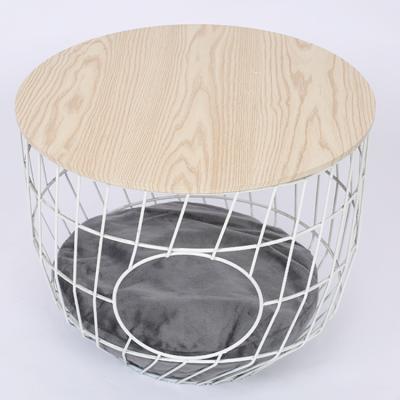 China (Other) best selling wholesale adjustable round lid metal European coffee table living room wire storage basket with movable cover for sale