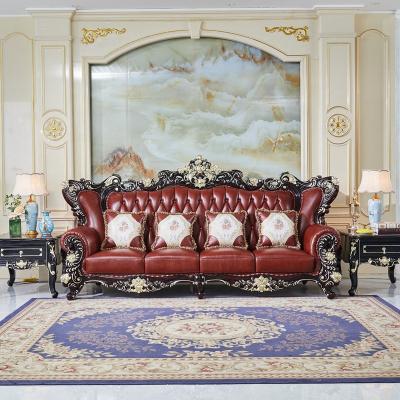 China Other European Classical Luxury Royal Antique Furniture Royal Living Room Furniture Italy Leather Sofa for sale