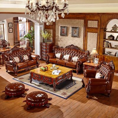 China Other On Sale Solid Wood Classic Carved Sofa Set Furniture Living Room Leather Sofas for sale