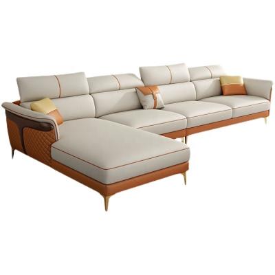 China Other Luxury Modern Designs L Shape Furniture Leather Couch Living Room Sofa for sale