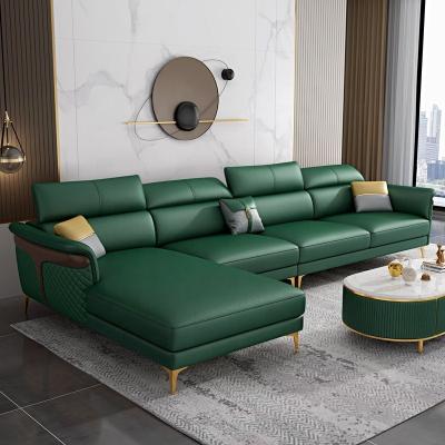 China Other Luxury Leather Ccouch Furniture L Shaped Headrest Lounge Customized Sectional Sofa Set for sale