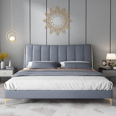 China Lighted Latest Modern Headboard Design Upholstered PU Leather Lift Storage Double Gas Bed for sale