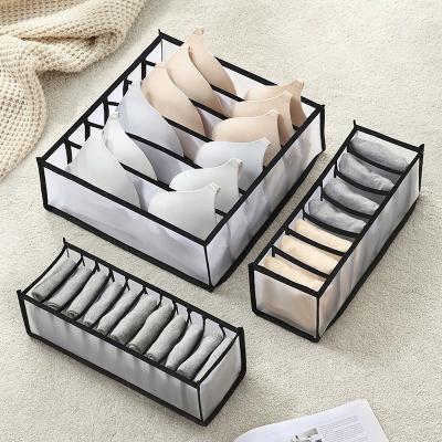 China Multi-size Collapsible Folding Clothing Organizer Bra Socks Organizer Foldable Underwear Storage Box for sale