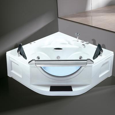 China 2 Person Massage Acrylic Material Eco-friendly Three Side Skirted Bathtub Hot Tubs Transparent Outdoor Bathroom Bathtub for sale