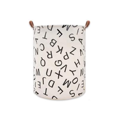 China Collapsible Foldable Canvas Laundry Basket Bag Color Grabber Printing Cotton Accept Customized Logo for sale