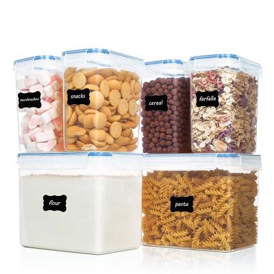 China Freshness Preservation 6pcs Plastic Air Tight Food Cereal Bulk Dry Storage Container Set For Kitchen Organization for sale