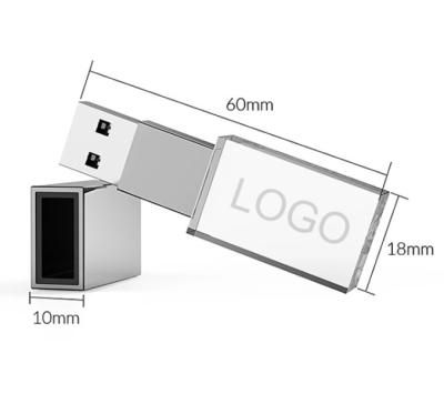 China Custom Metal Logo 8GB Gold 2D Crystal USB Flash Drive With White Led Light for sale