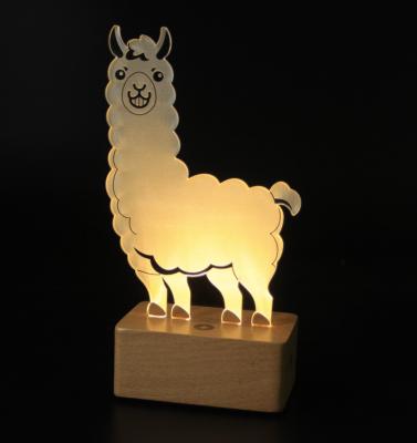 China 3D Small Beech Wood Table Lamp Gift Industrial Solid Wood Romantic Sleep LED Night Light for sale