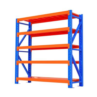 China 4-Tier Powder Coated Metal Storage Shelves Rack Adjustable Shelving Systems With Leveling Feet for sale