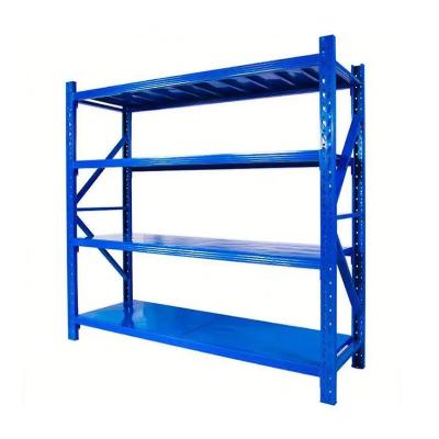 China Rustproof Blue And White 4 Shelf Metal Storage Rack Powder Coated With Leveling Feet for sale