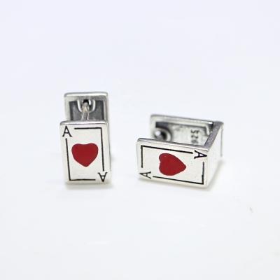 China Other Wholesale Cuff Earrings Ace Poker Huggie Hoop Earrings 925 Sterling Silver Earring for sale