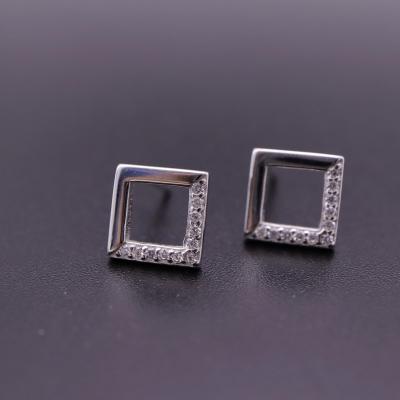 China CLASSIC Wholesale Earrings Simple Cubic Zirconia Geometric Shape Square Earrings 925 Sterling Silver Earrings for sale