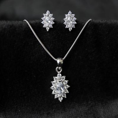 China CLASSIC Customized Jewelry Rhodium Plated Cubic Zirconia Leaf Eyes Eye Oval Earrings Pendant Charm 925 Sterling Silver Fine Jewelry Sets for sale