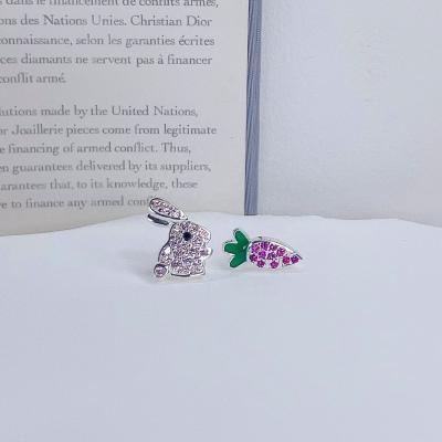 China Cute Women Kids Cute CZ Earrings 925 silver jewelry Carrot Animals Rabbit Bunny 925 Sterling Silver Earrings for sale