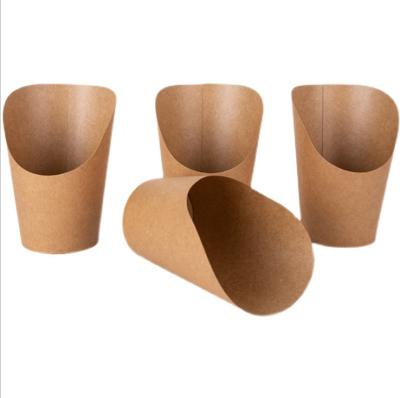 China Recycled Materials Wrapping Paper Fast Food Restaurant Chip Scoop French Fries Puff Egg Cup For Cafe for sale