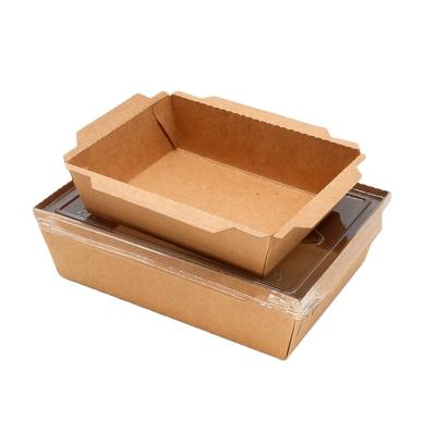 China Wholesale Disposable Plastic Lunch Box Catering Paper Packaging Bowls Fruit Salad Packaging With Lid for sale