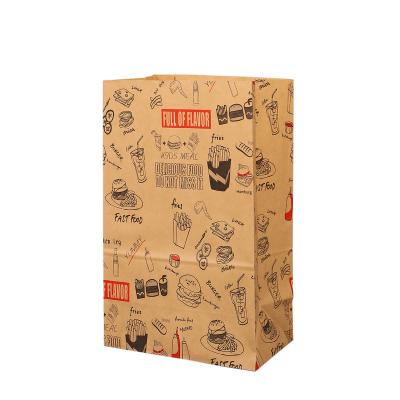 China Recyclable Coated Kraft Paper Bag With Square Bottom Waterproof Oil Proof Bread Burger Food Bag for sale