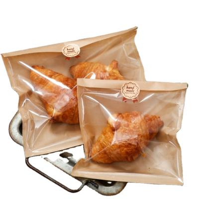 China Disposable Semi-membrane Paper Bread Bag Freshly Baked Muffin Sandwich Kraft Paper Baking Bag for sale