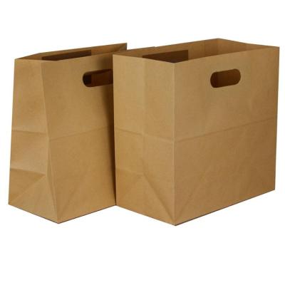 China Biodegradable Kraft Paper Food Bag With Handle Caterer Fast Food Box Bag Bread Bakery Packaging Bag for sale