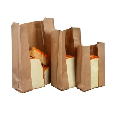 China Disposable Oil Proof Bread Toast Tin Tie Coated Cake Windowed Paper Bag for sale